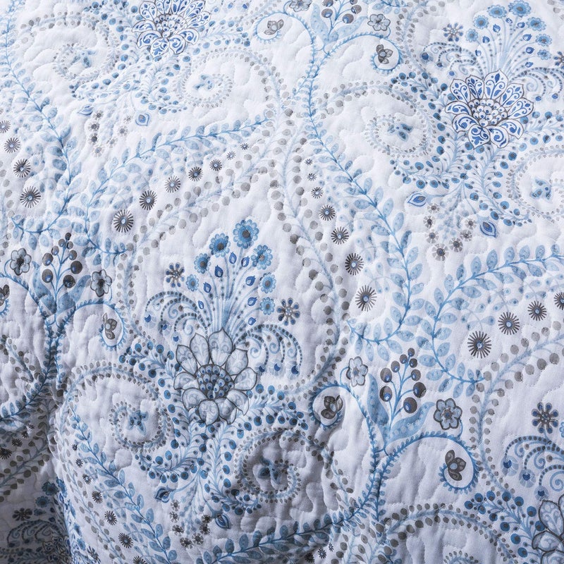 NEWLAKE Cotton Bedspread Quilt Sets-Reversible Patchwork Coverlet Set, Blue Classic Royal Pattern, King Size - Image 4